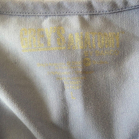 Grey's Anatomy by Barco Scrub Top Large Blue Workwear Career wear Pockets V-Neck - Picture 3 of 11